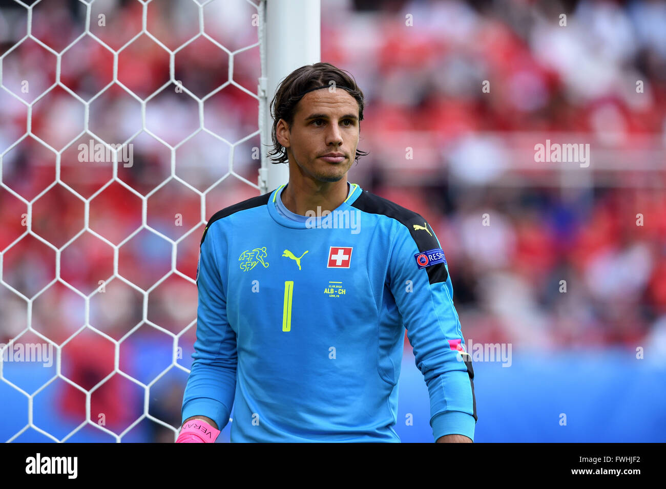 Yann Sommer (SUI), JUNE 11, 2016 - Football / Soccer : UEFA EURO 2016 Group A match between Albania 0-1 Switzerland at Stade Bollaert-Delelis in Lens, France. (Photo by aicfoto/AFLO) Stock Photo