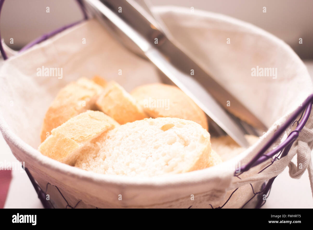 Bread basket in restaurant cafe photo Stock Photo Alamy