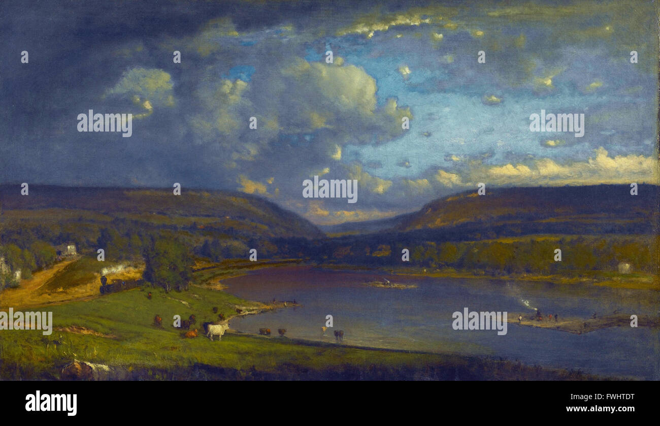 George Inness - On the Delaware River - Brooklyn Museum Stock Photo
