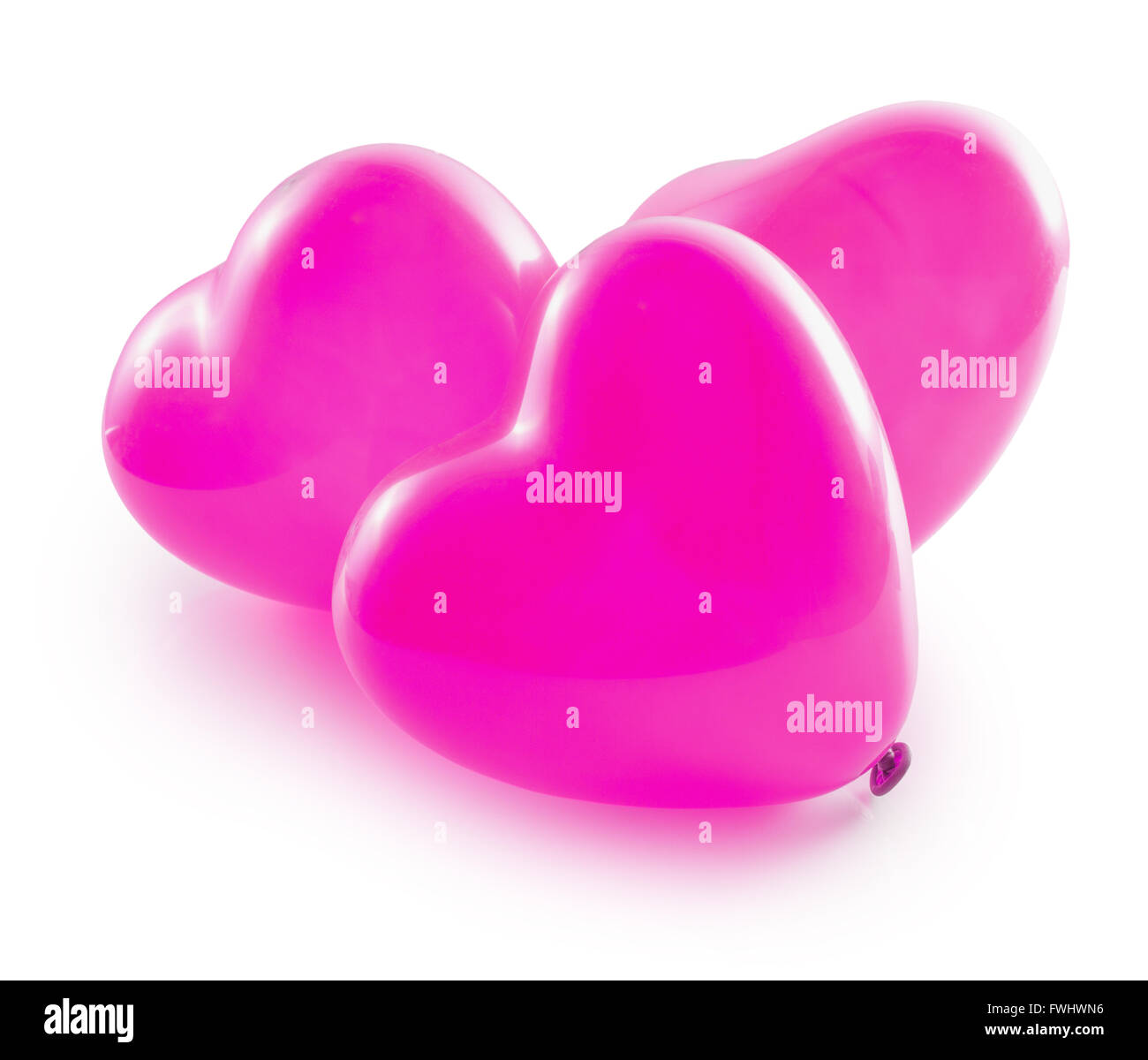 pink balloon hearts isolated on the white background. Stock Photo