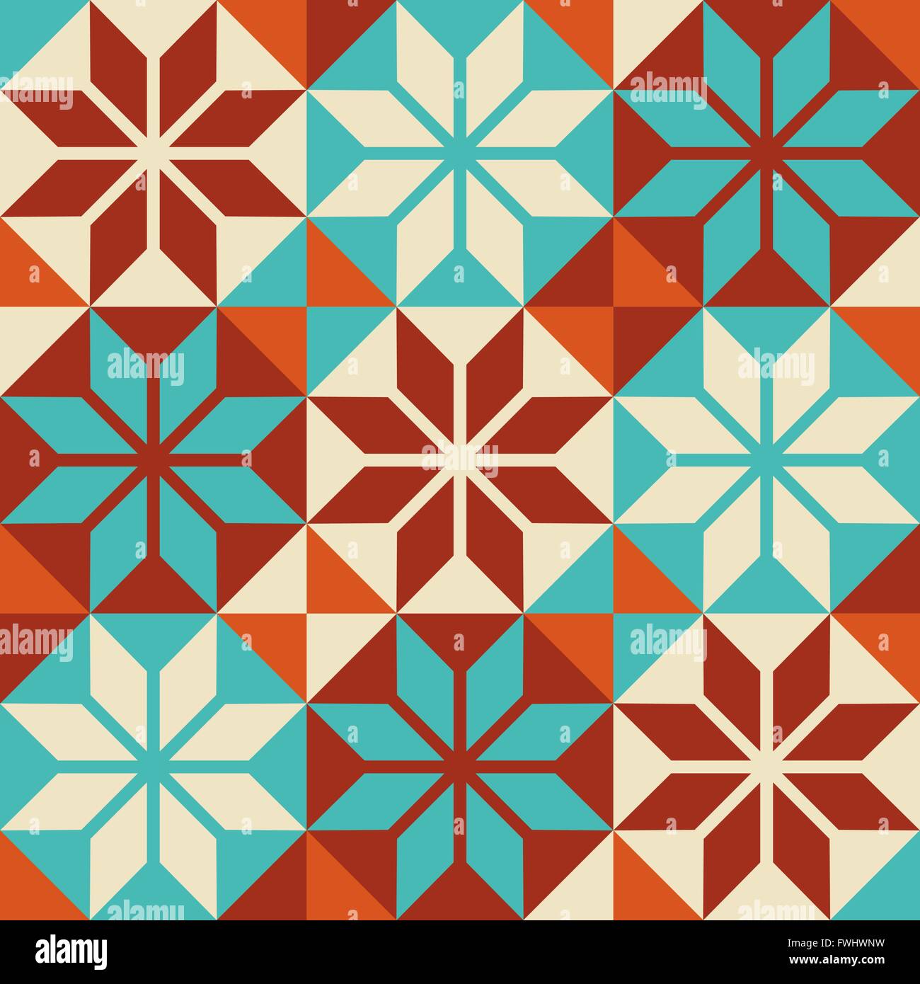 Vintage style decorative mosaic tile seamless pattern with colorful abstract geometric shapes. EPS10 vector. Stock Vector