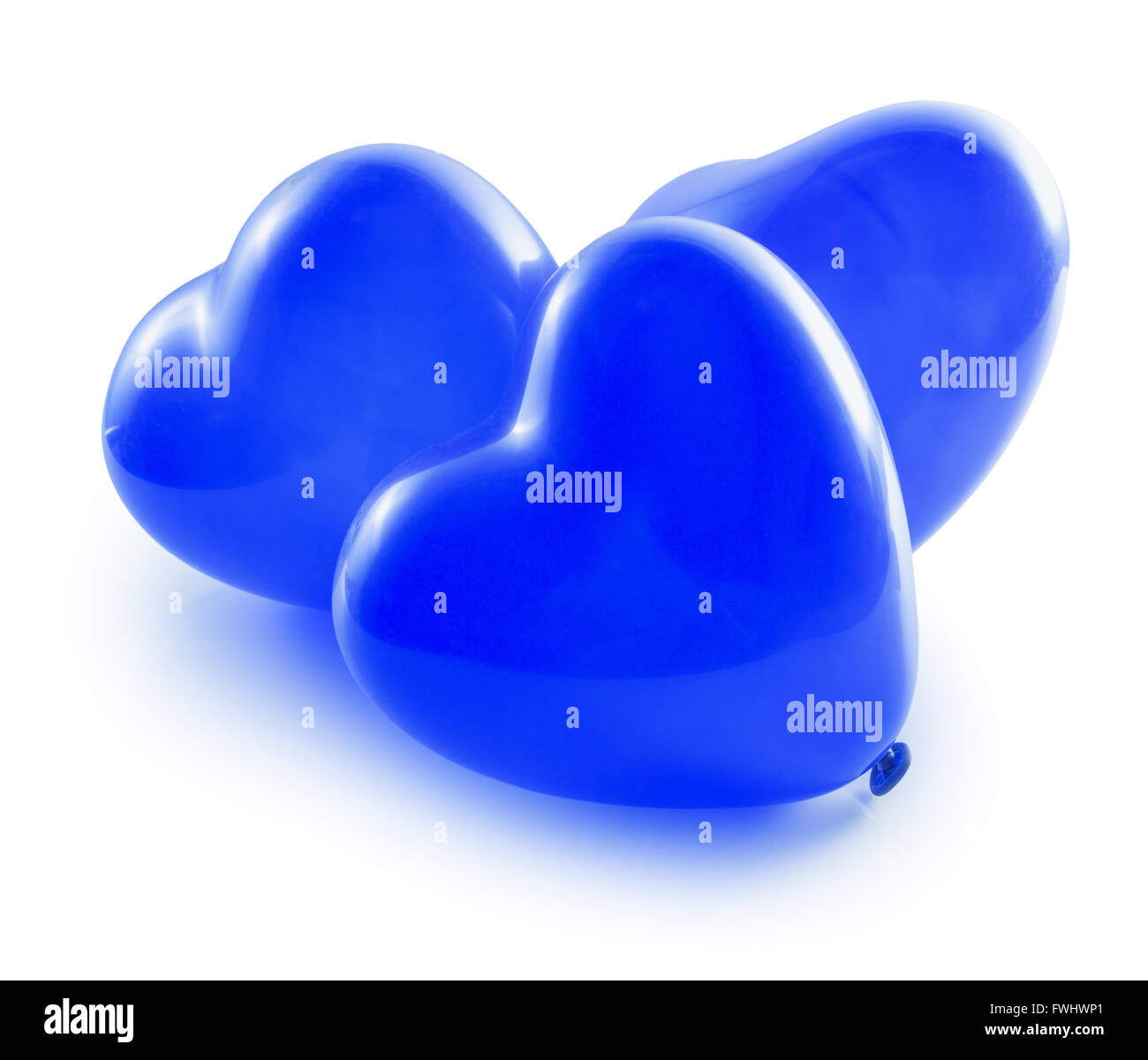 blue balloon hearts isolated on the white background. Stock Photo
