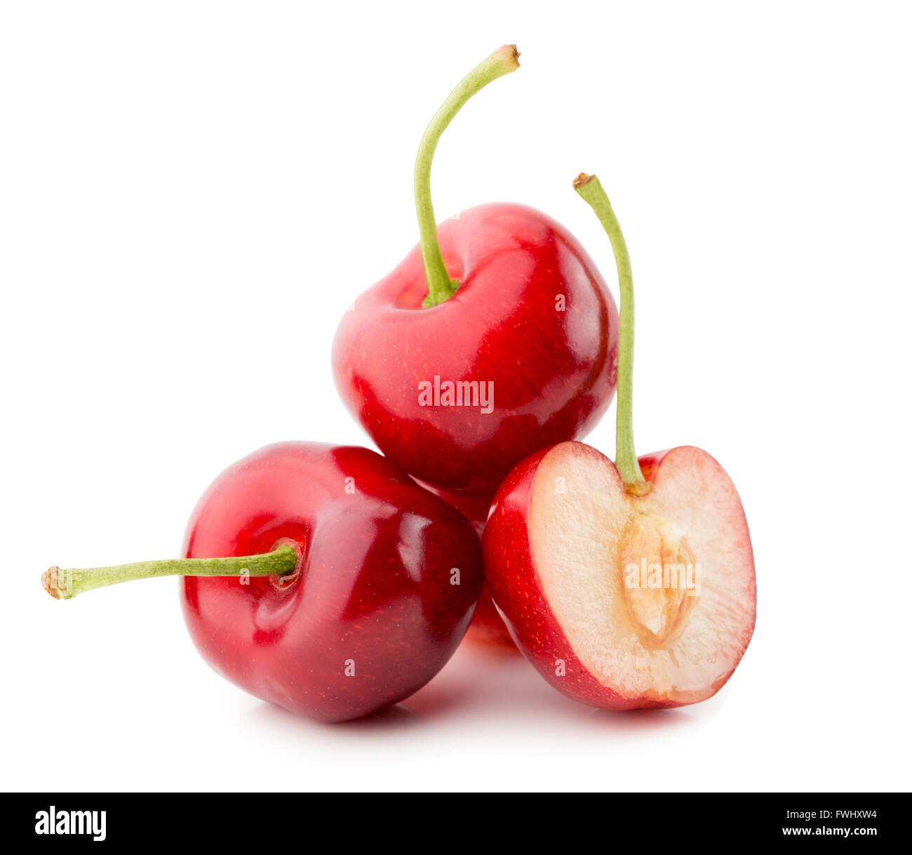 sweet cherries isolated on the white background. Stock Photo