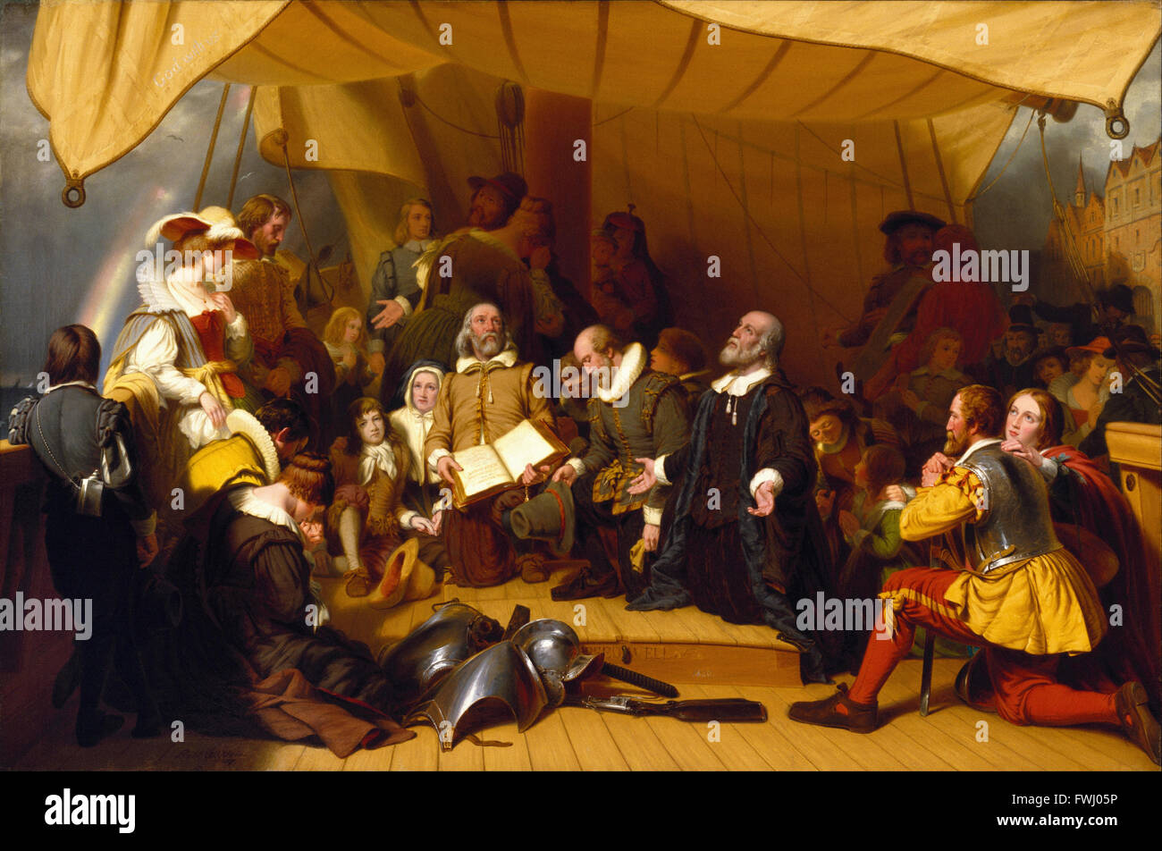 Robert Walter Weir - Embarkation of the Pilgrims - Brooklyn Museum Stock Photo