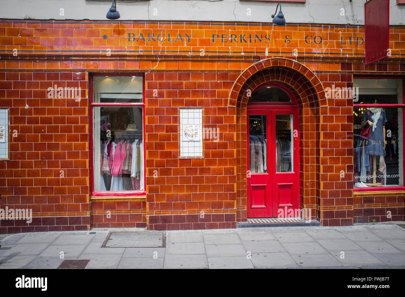 Beautiful tiled facade to a shop in Islington, London Stock Photo