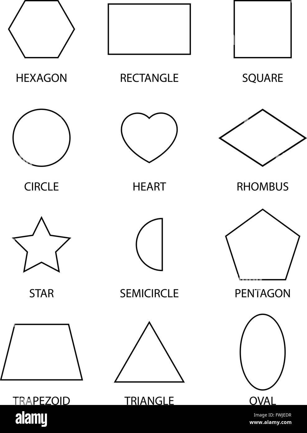 A set of 12 shape outlines. Stock Vector