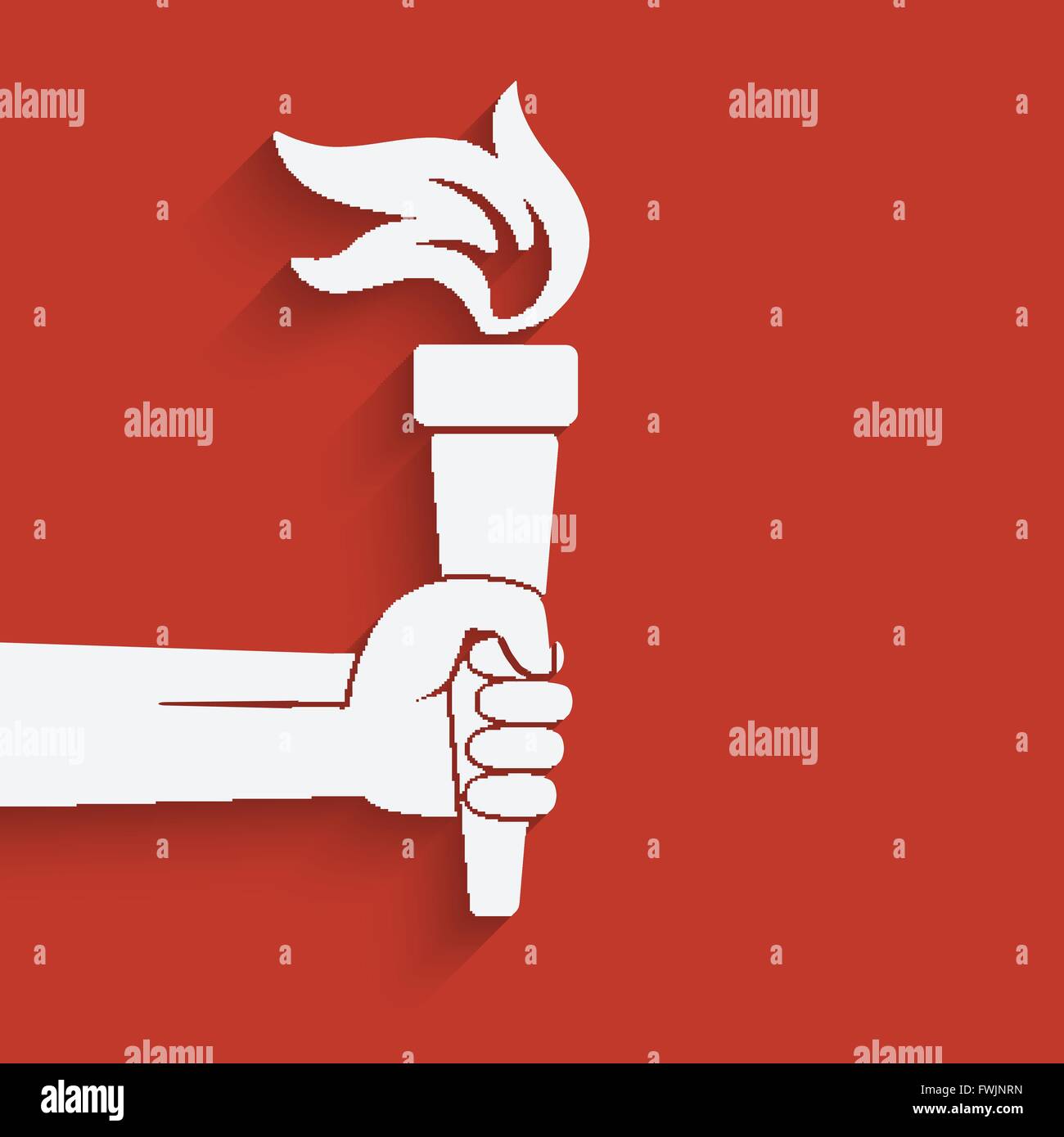 hand with torch symbol on red background. vector illustration - eps 10 Stock Vector