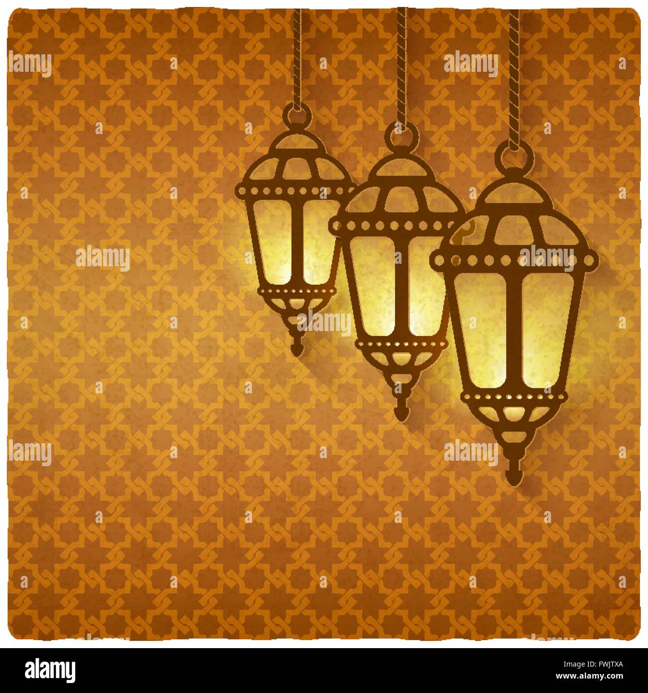 ramadan kareem golden background with shining lanterns - vector illustration. eps 10 Stock Vector