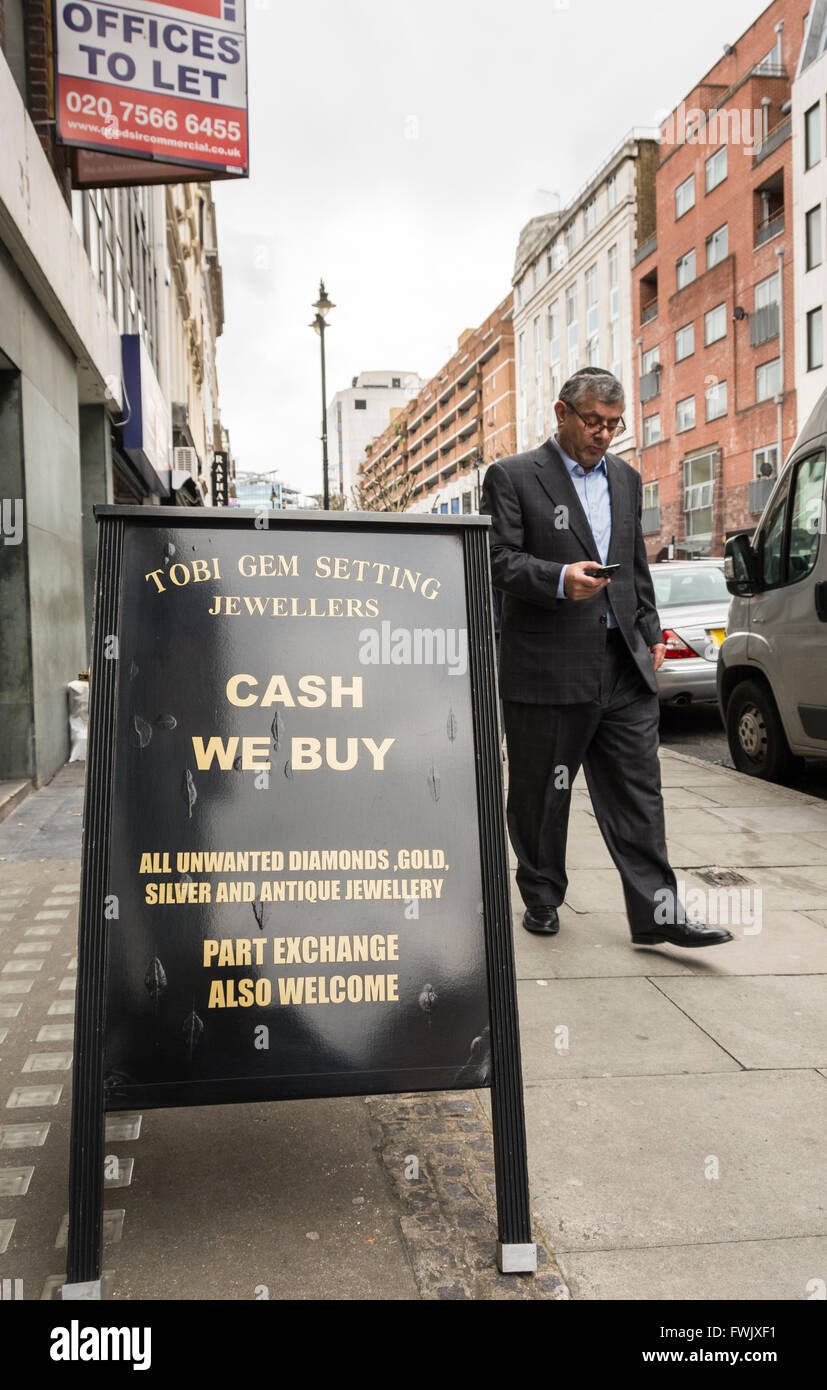 A part exchange sign in the Hatton Garden jewellery district in London ...