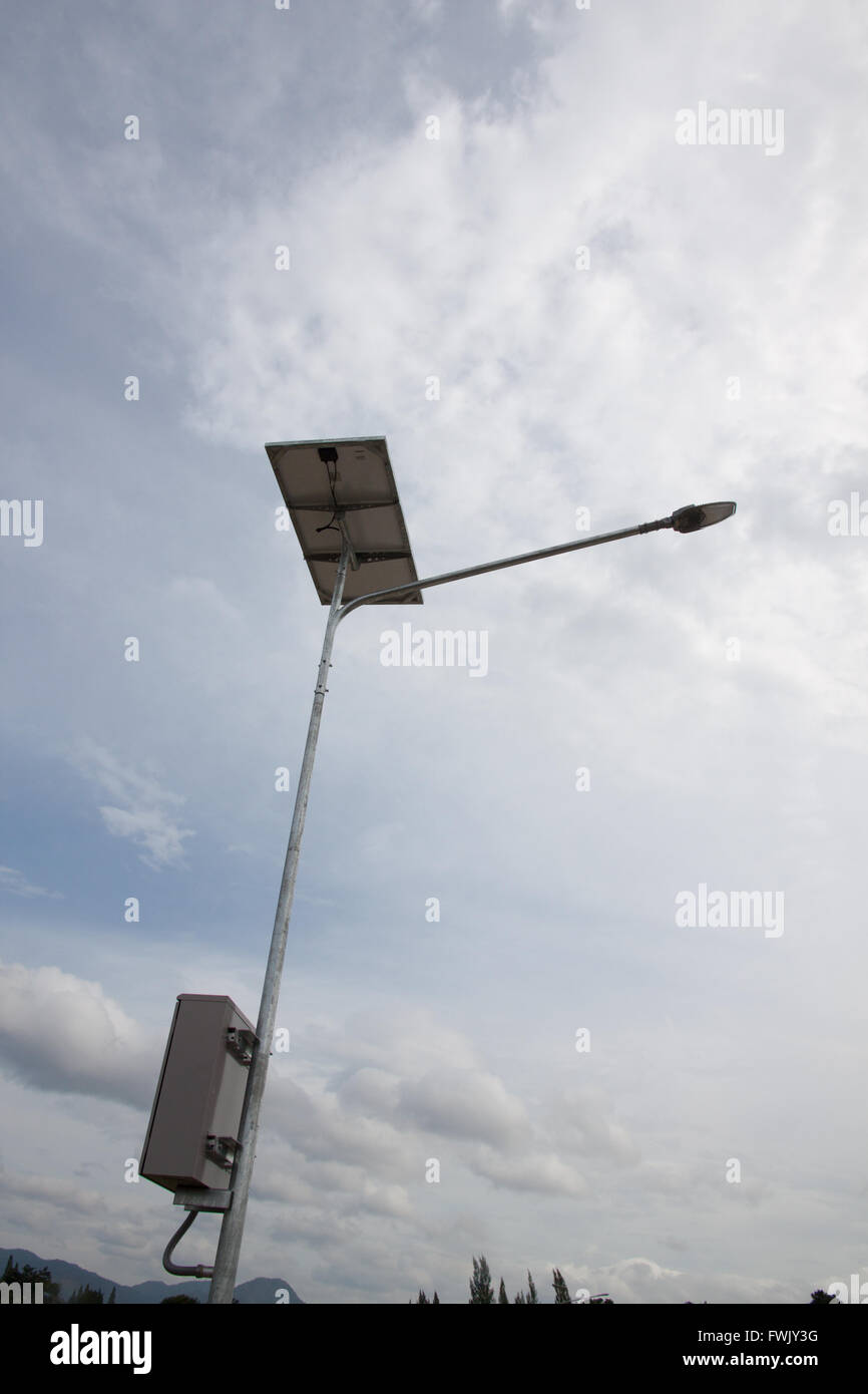 Solar Cell Lamp sort side road Stock Photo