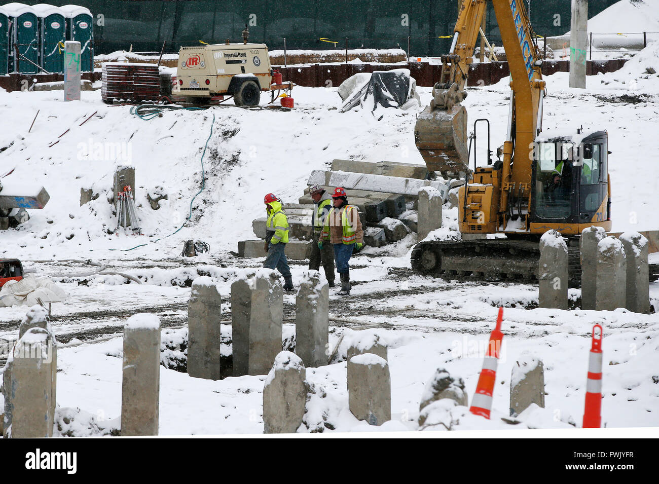 Construction workers, Boston, Massachusetts Stock Photo