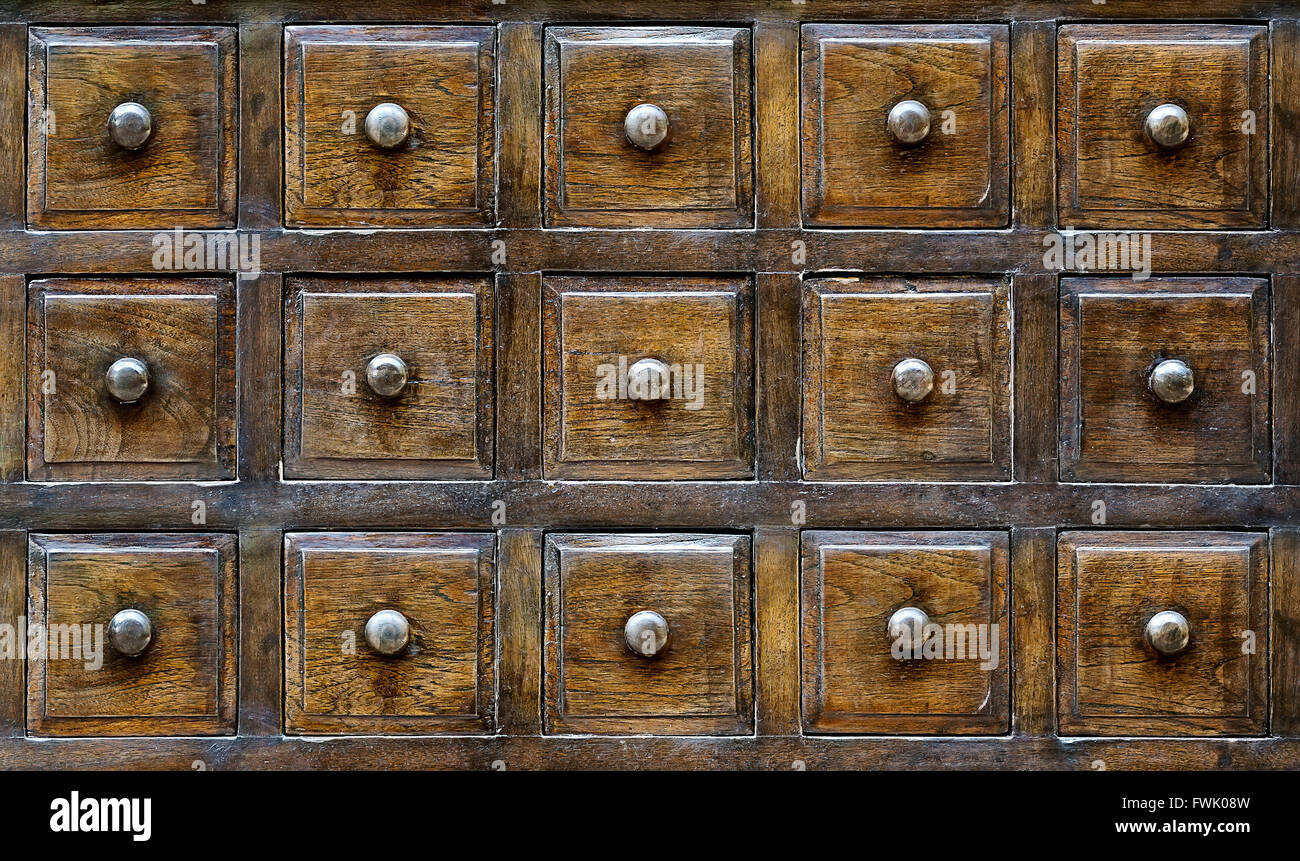 Vintage wooden drawers with number Stock Photo Alamy