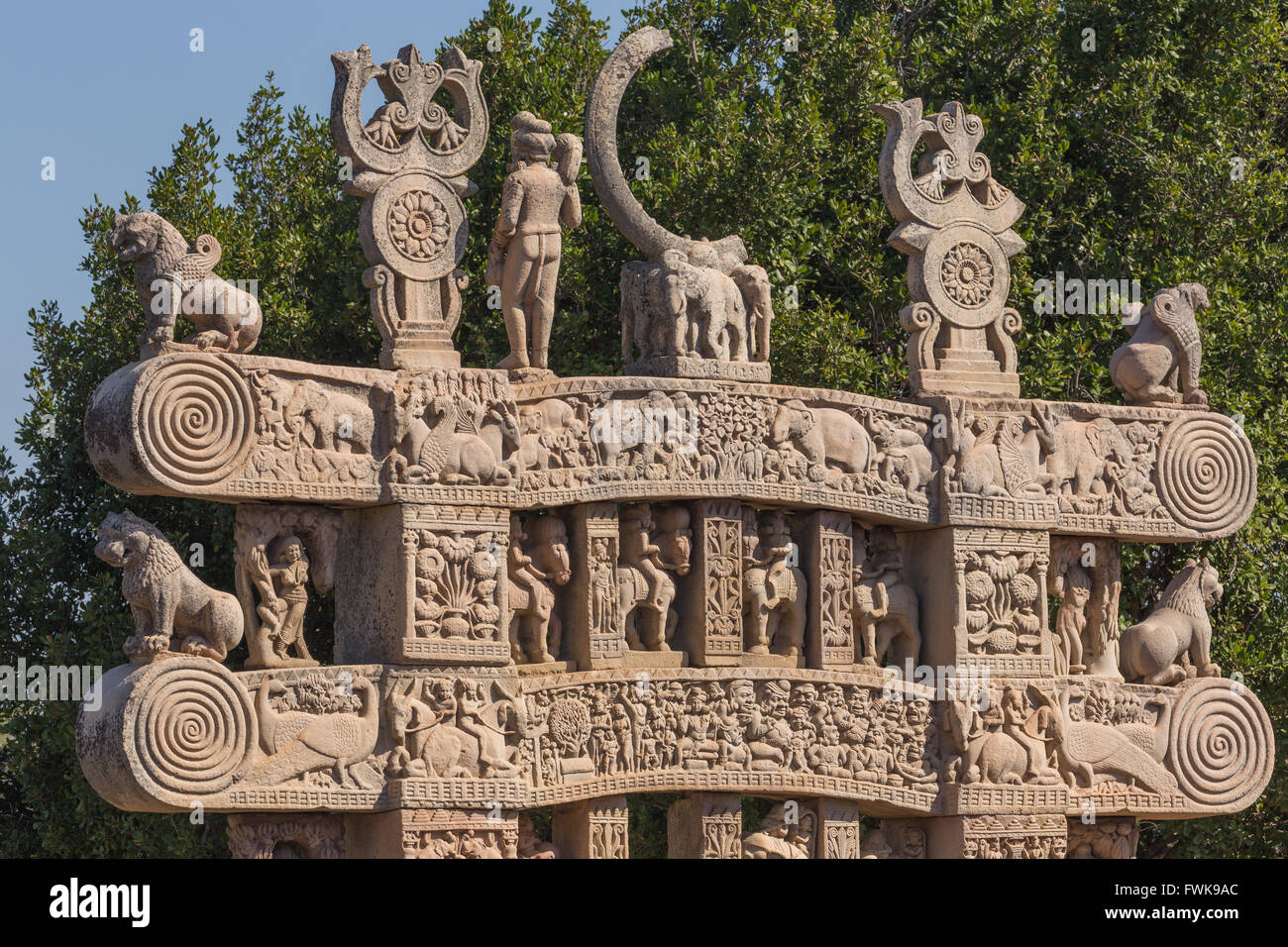 A view of the buddhist sculpture in Sanchi temple / India Stock Photo ...