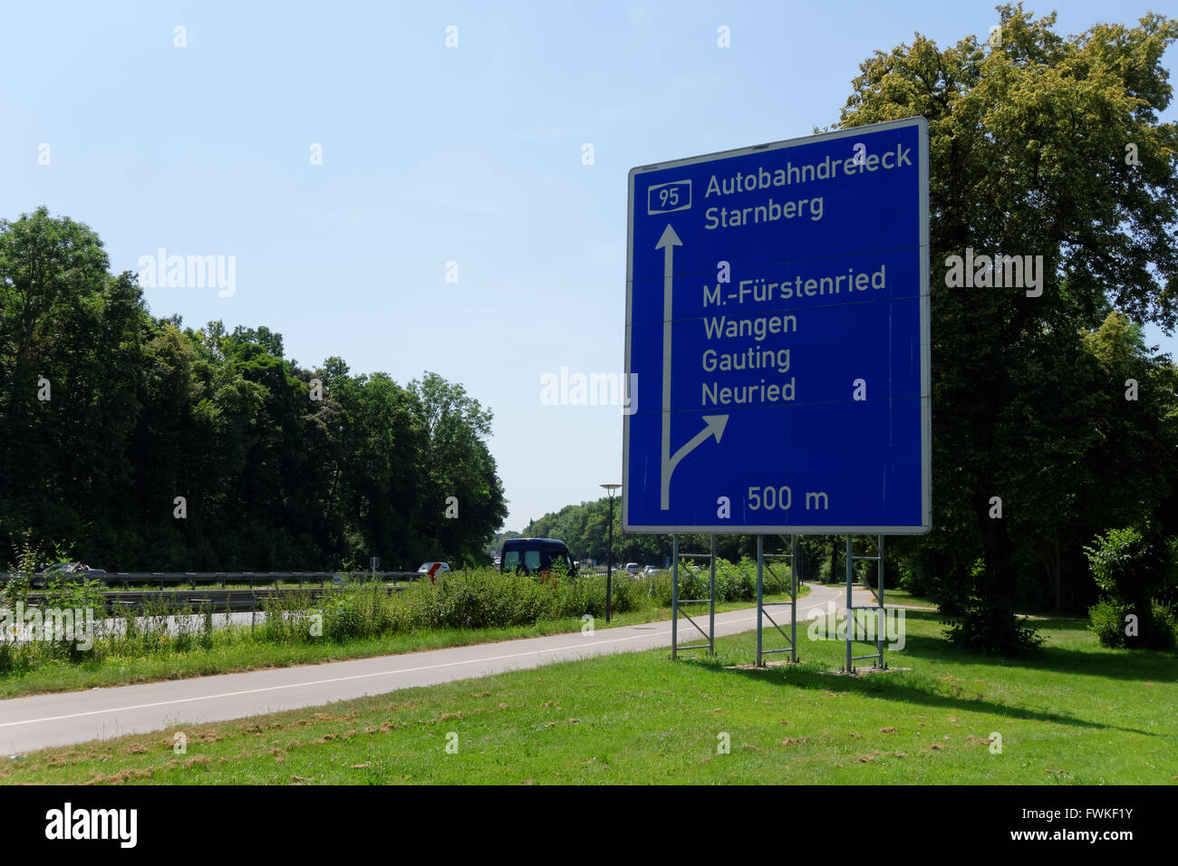 Sign on the A95 motorway in Muenchen Stock Photo - Alamy