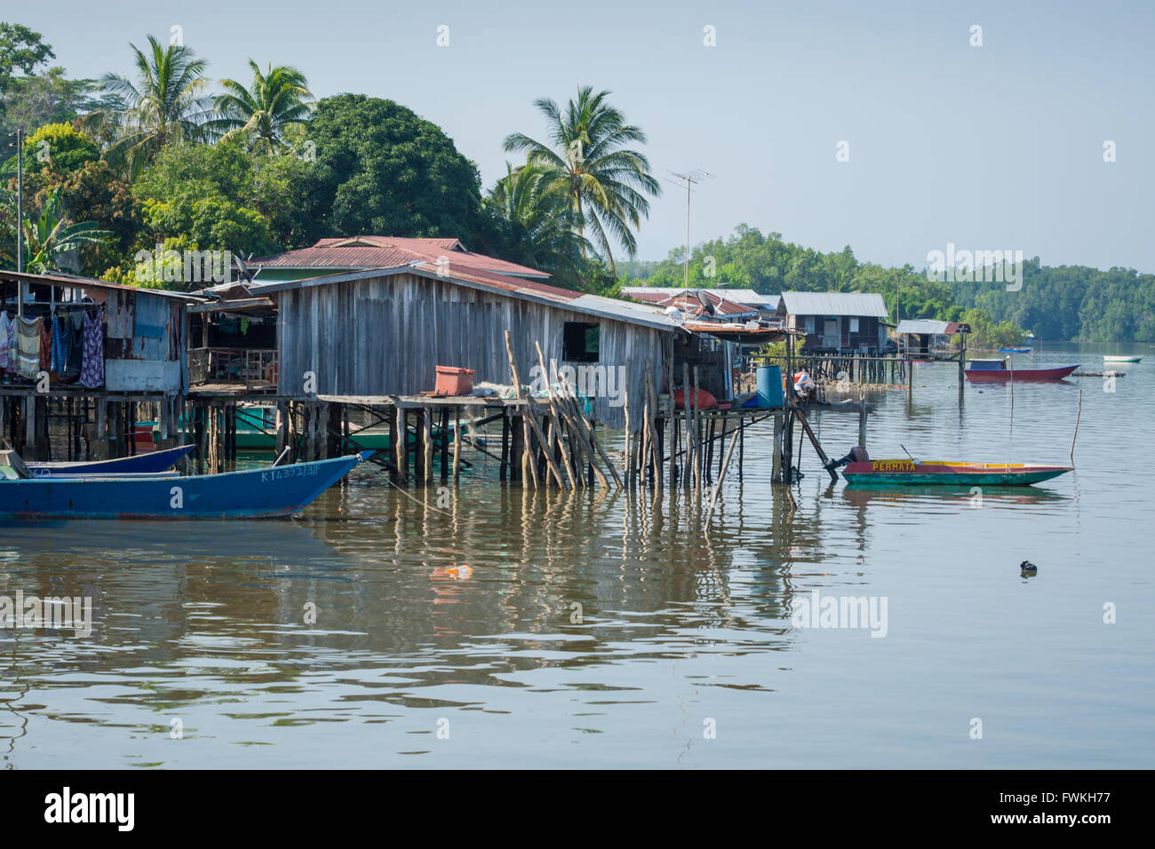 Houses on stilts in the water north Sabah, Borneo Stock Photo Alamy