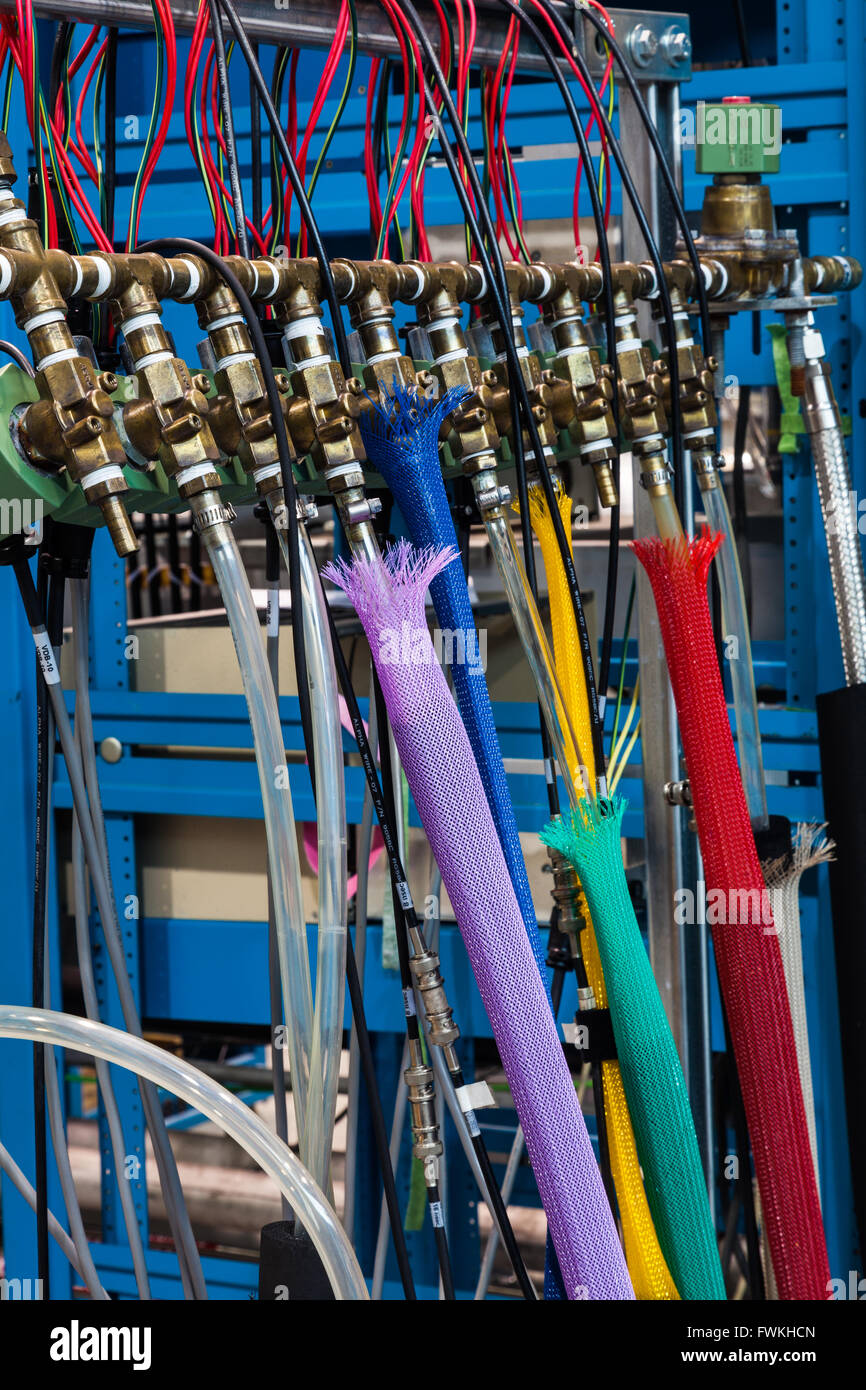 Colour coded cooling supplies from a common manifold Stock Photo Alamy