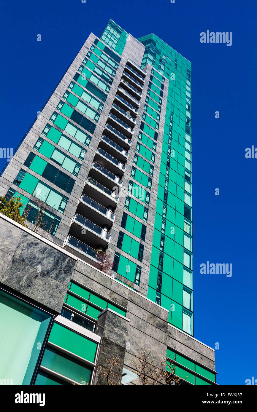 Greensided apartment tower along the Vancouver waterfront Stock Photo