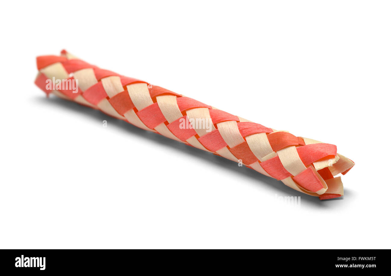 Bamboo Finger Handcuff Isolated on White Background. Stock Photo