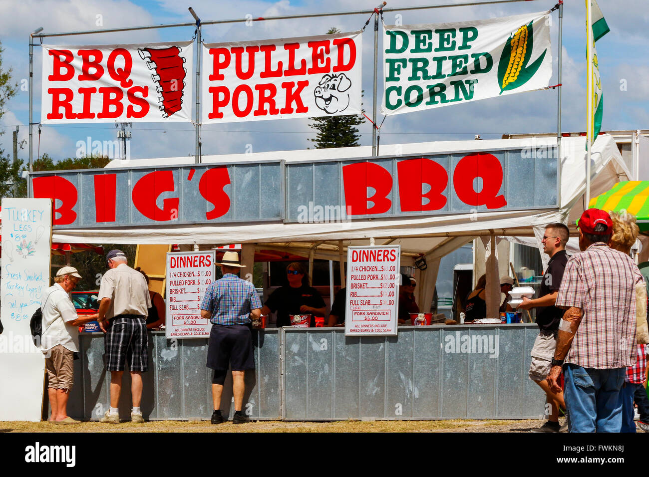 Barbecue and fast food stall at Arcadia Rodeo, Florida, America, USA