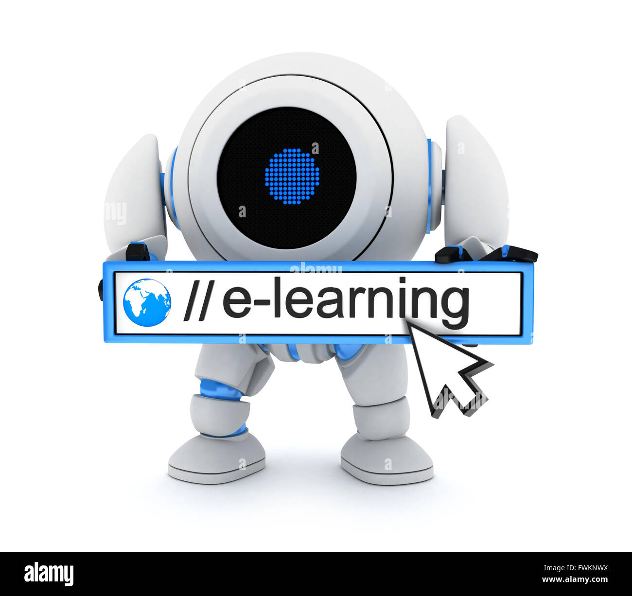 E-learnning and robot (done in 3d) Stock Photo