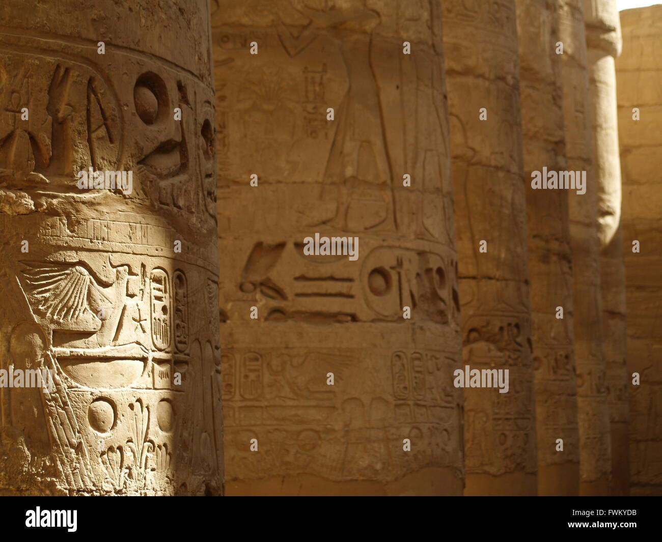 Cravings On Columns At Temples Of Karnak Stock Photo
