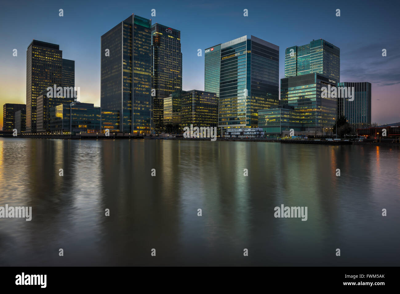 Canary Wharf, office buildings around Canary Wharf, London Stock Photo ...