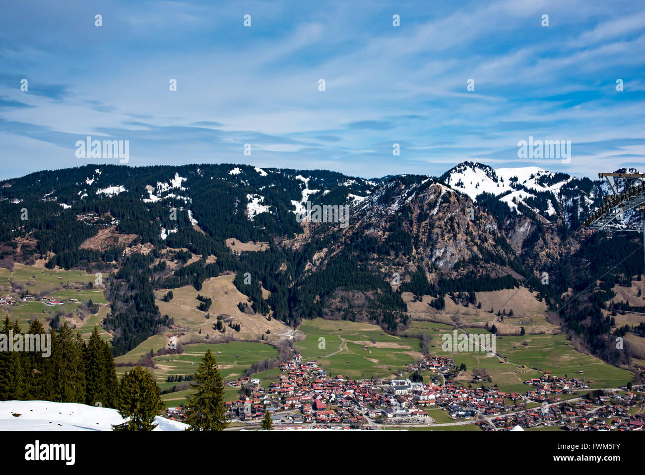 Village in German alps in early spring Stock Photo