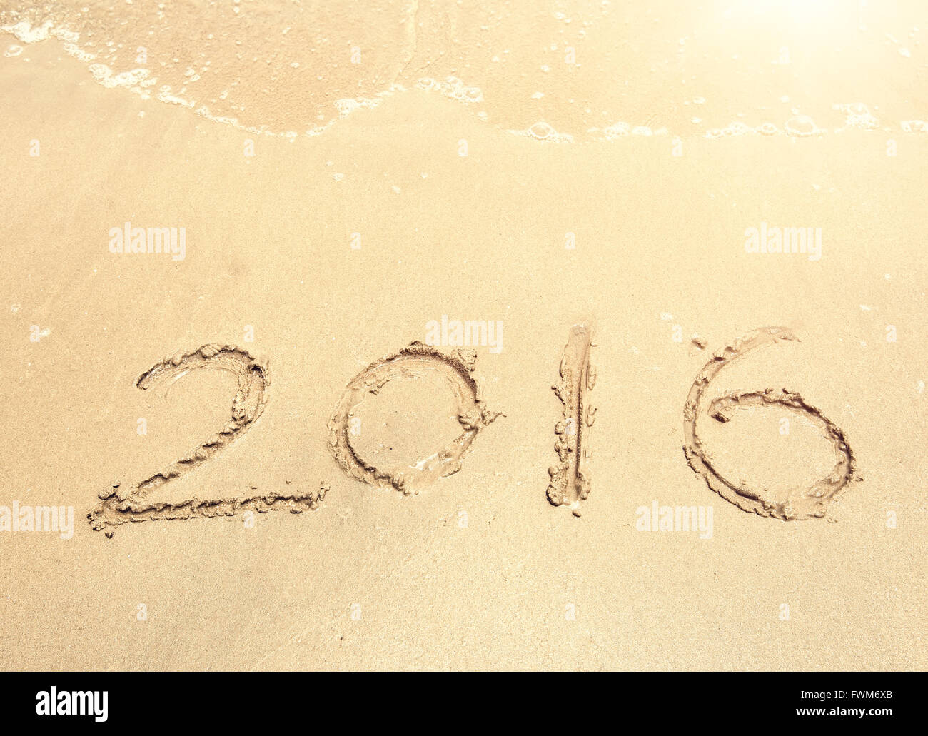 2016 year on the sea shore. Element of design Stock Photo