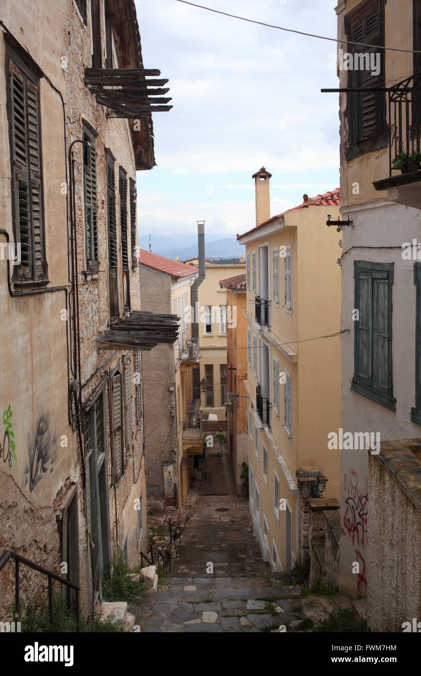 Streets of Nafplio in Greece Stock Photo