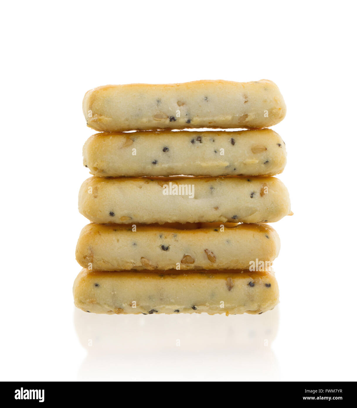 Stack of square crackers isolated on a white background Stock Photo - Alamy