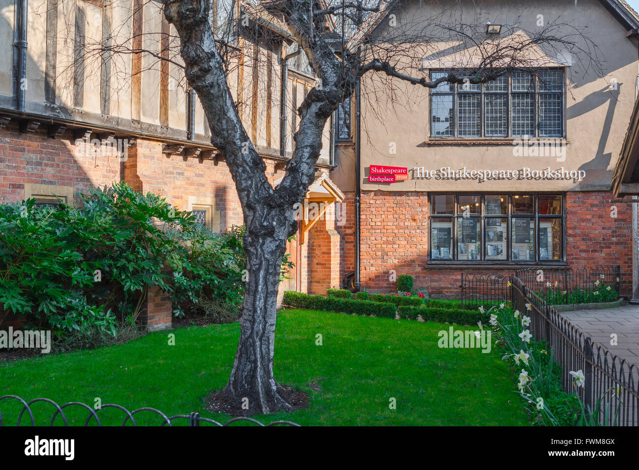 Shakespeare Bookshop, view of the bookshop of the Shakespeare Trust Museum in Stratford Upon Avon, England. Stock Photo