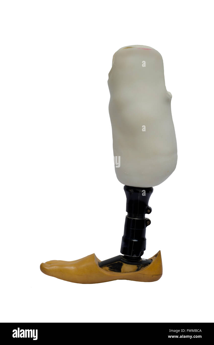 prosthetic leg isolated on white background Stock Photo