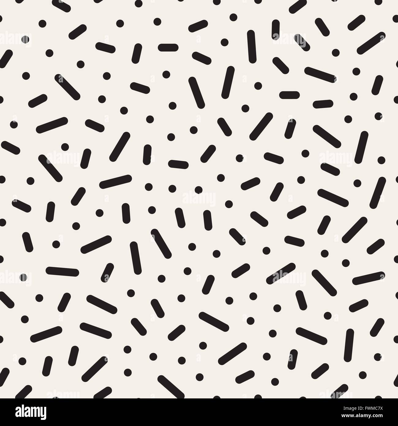 Vector Seamless Black And White Jumble Geometric Lines Memphis Pattern ...