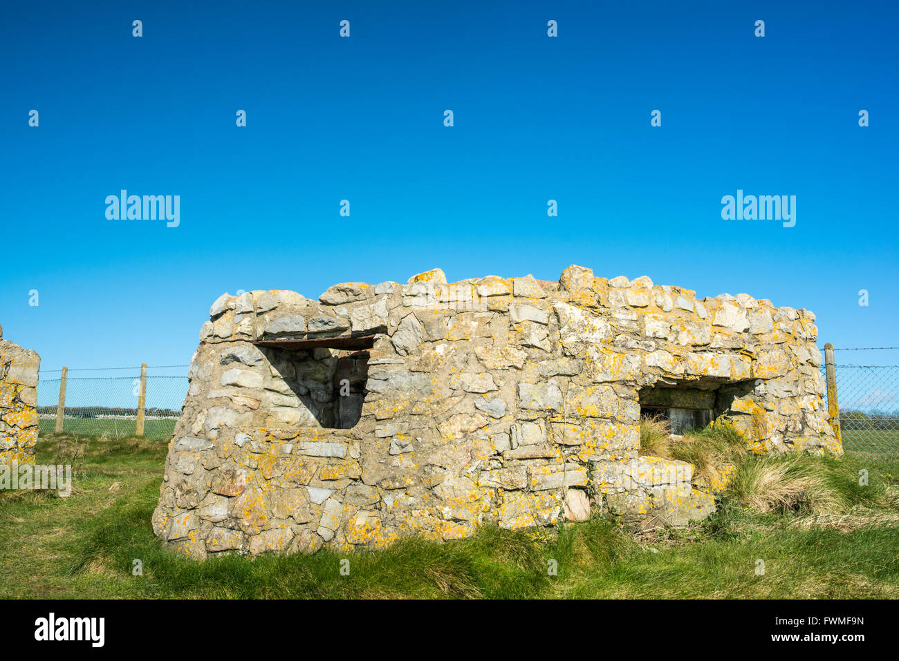 World war 2 bunker on the Heritage Coast footpath near Llantwit Major. Stock Photo