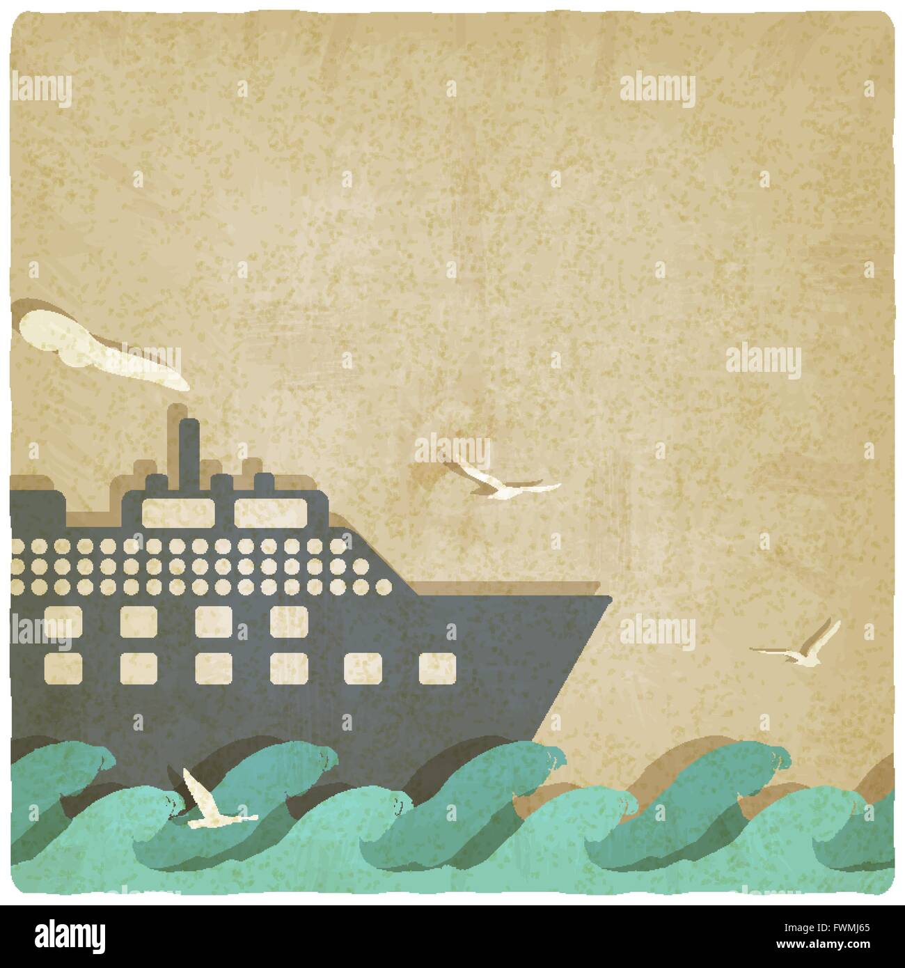 marine boat on waves old background. vector illustration - eps 10 Stock ...