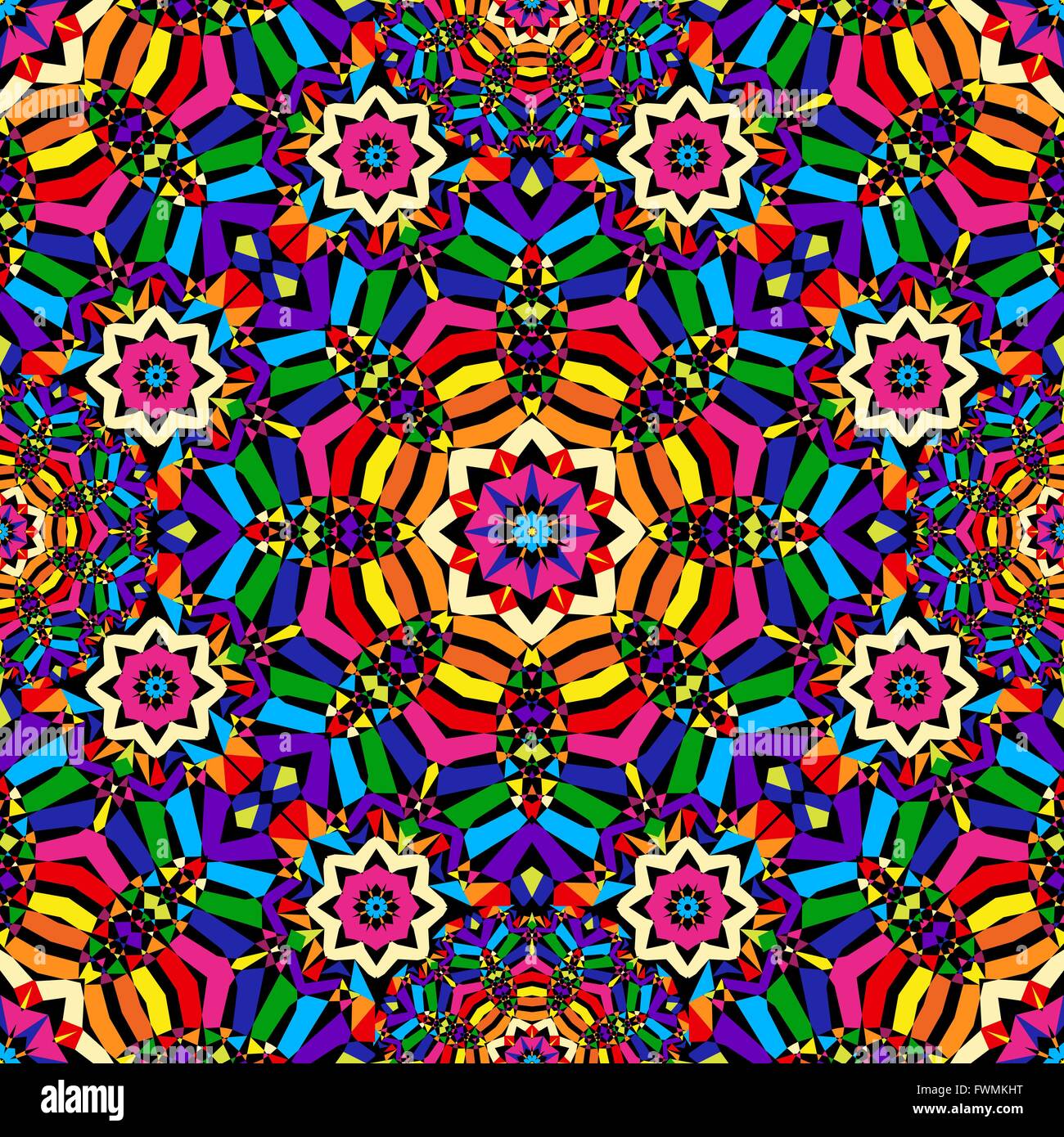 bright circular seamless kaleidoscope pattern - vector illustration ...