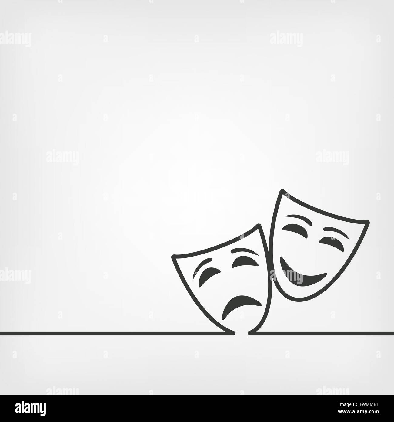 comedy and tragedy masks white background. vector illustration - eps 8 Stock Vector