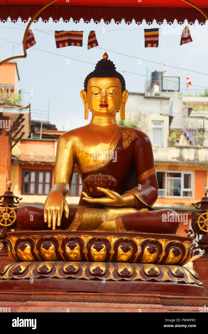 Golden statue of a meditating Buddha. Kathmandu, Nepal Stock Photo Alamy