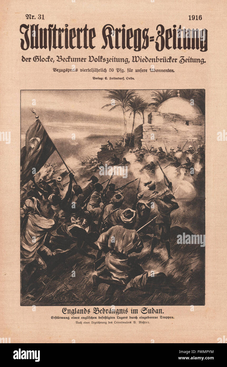 1916 Illustrierte Kriegs-Zeitung British troops battle the Fur Army Stock Photo