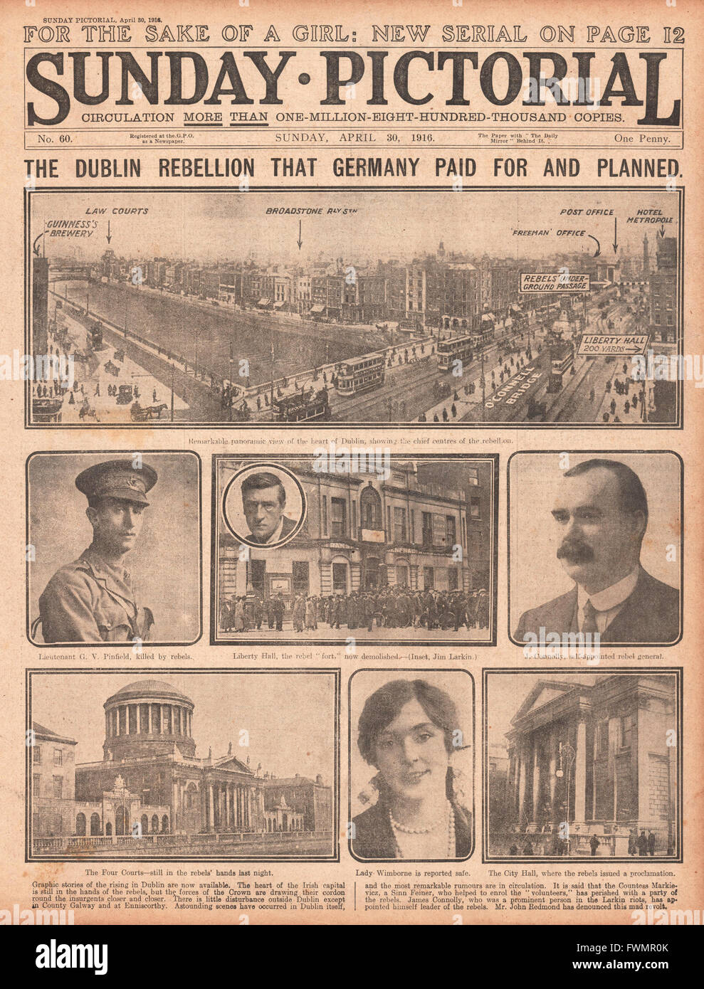 1916 Sunday Pictoriall Easter Rising in Dublin Stock Photo