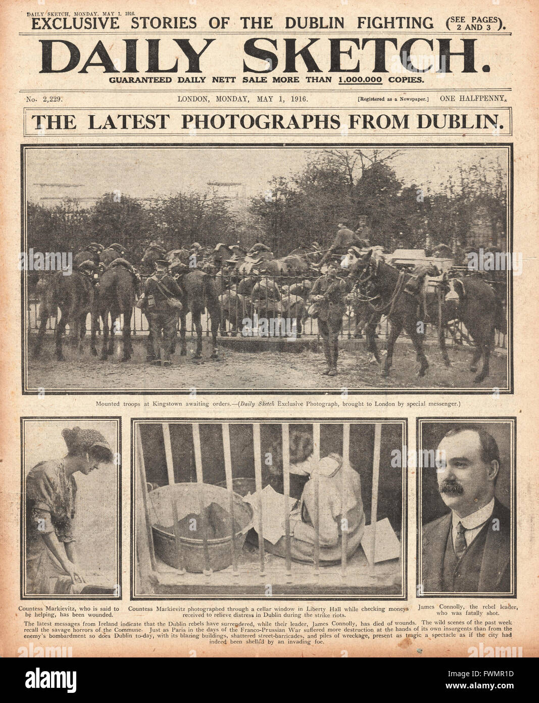 1916 Daily Sketch Easter Rising in Dublin Stock Photo