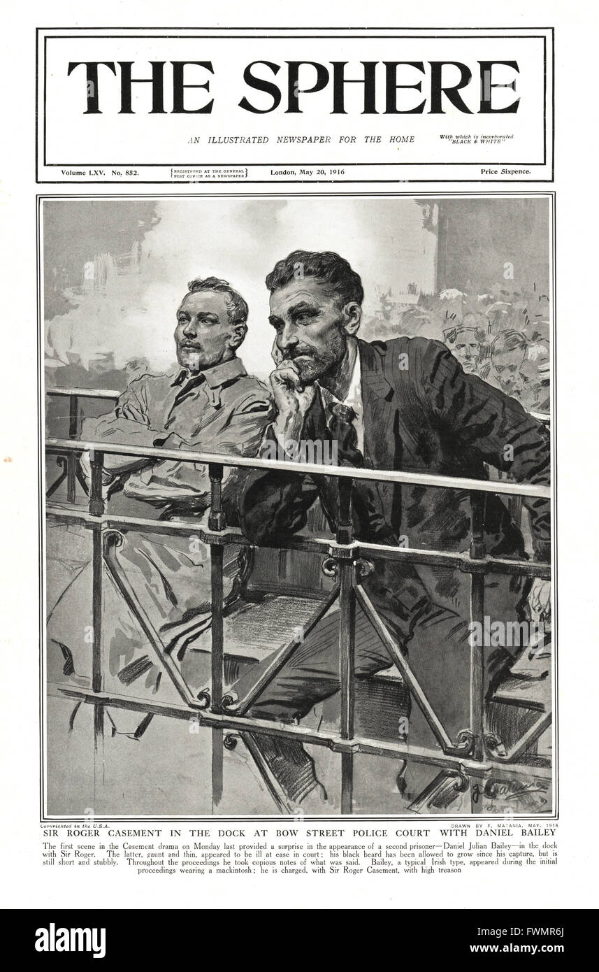 1916 The Sphere Roger Casement on trial Stock Photo