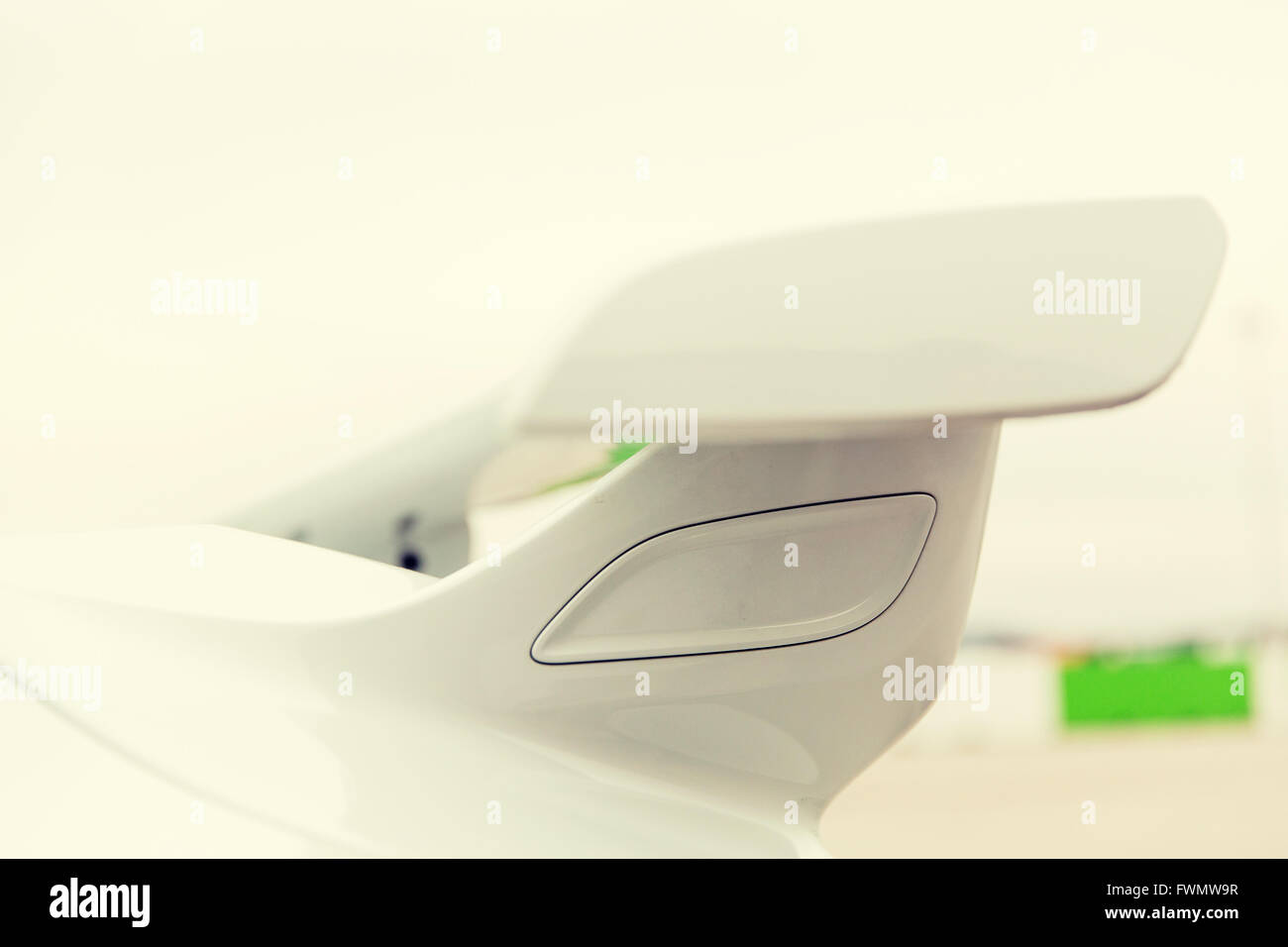 close up of car spoiler on speedway at stadium Stock Photo