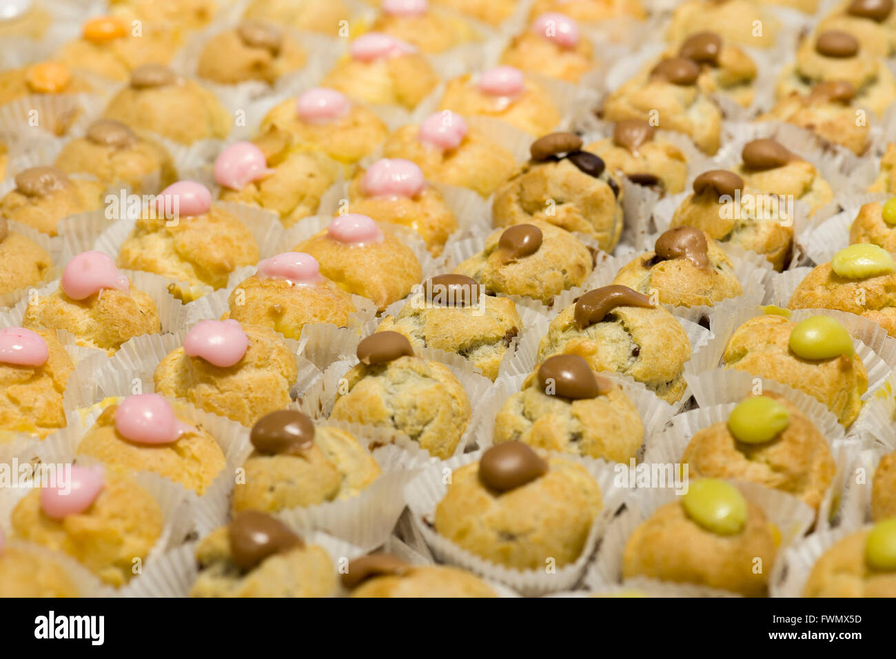 variety of decorated sweet pastry cream puffs Stock Photo Alamy