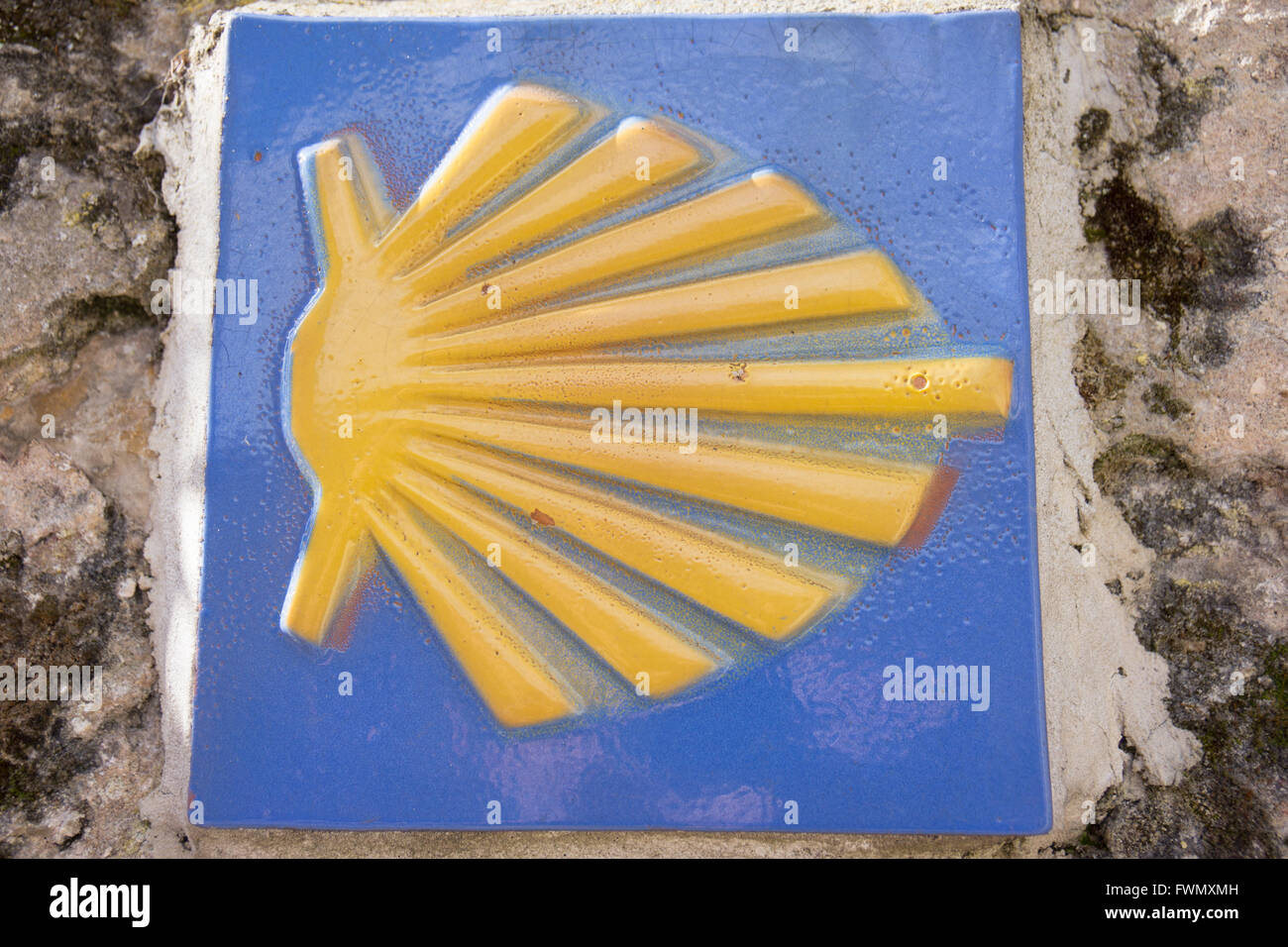 Concha shell sign for the Camino de Santiago in Northern Spain Stock