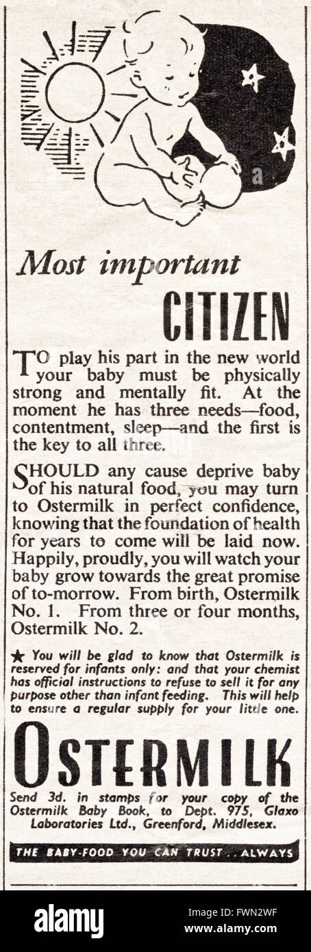 baby formula in the 1940s