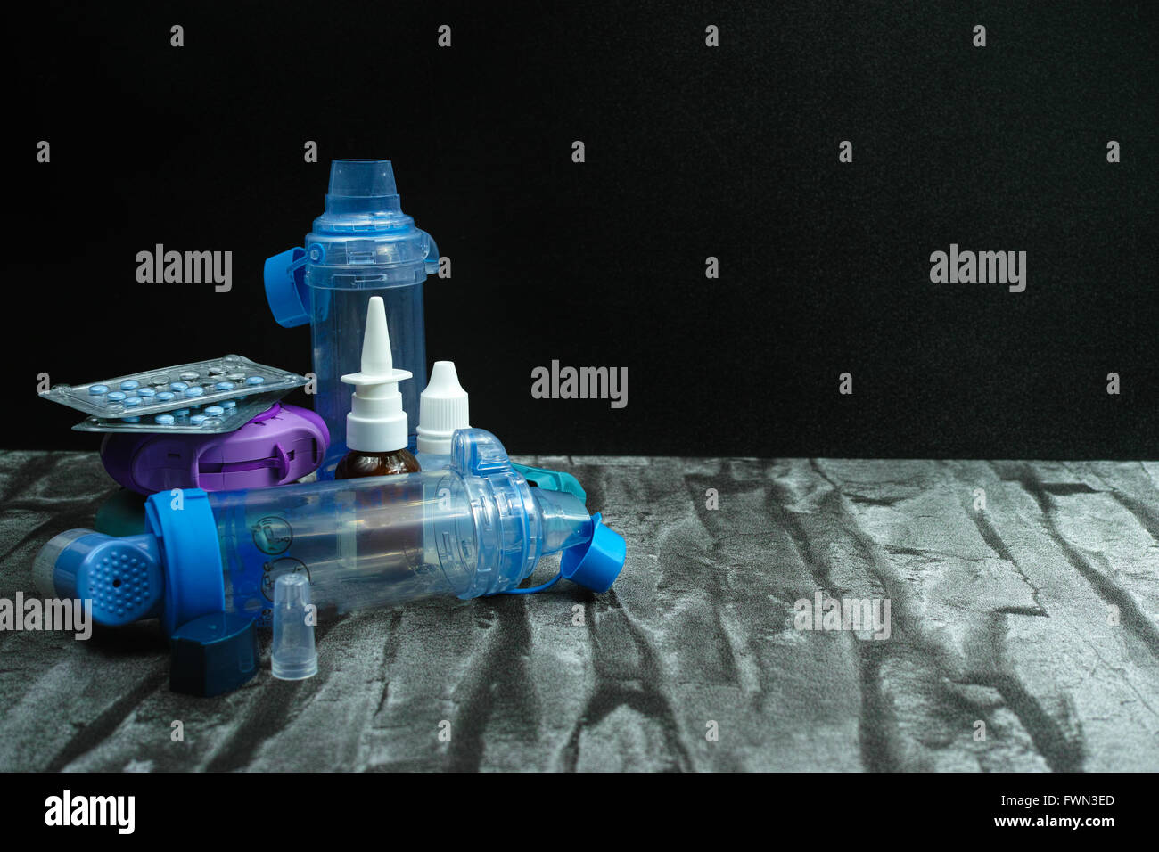 Asthma medication. Set of inhalers for the treatment of bronchial