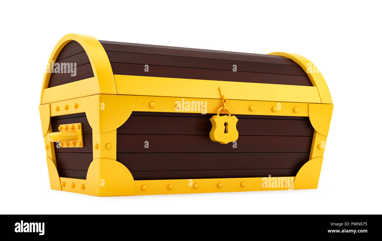 render of a treasure chest, isolated on white Stock Photo Alamy