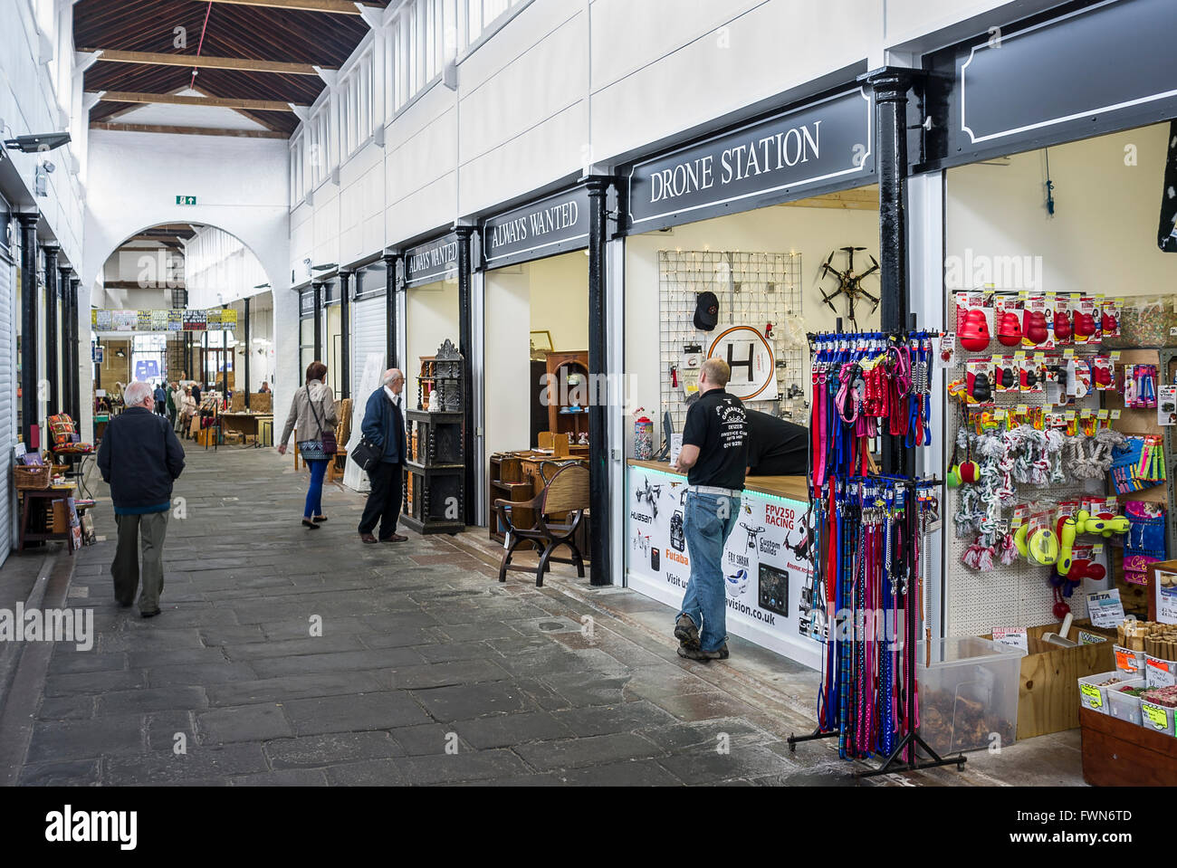 DRONE STATION one of several small shops established in revitalised indoor  market in Devizes UK Stock Photo - Alamy