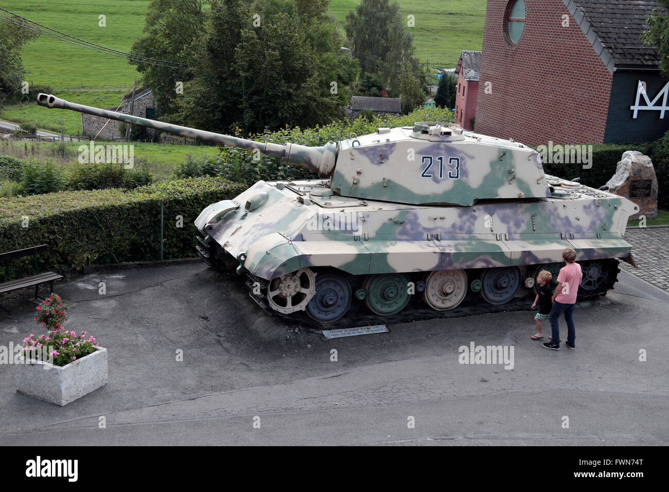 A German King Tiger (Tiger II) tank in La Gleize, Belgium. Stock Photo